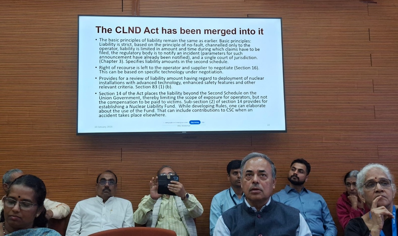 INS Webinar on The Legislative Framework for Nuclear Energy in India by Dr. R.B. Grover